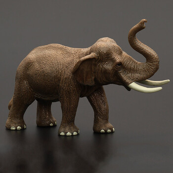 玩具野生动物模型套装 大号实心大象非洲象亚洲象 园 深灰色 古菱齿象
