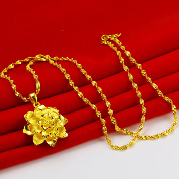 黄金项链吊坠999足金足金坠子大花朵真金首饰镂空樱花妈妈款新娘结婚