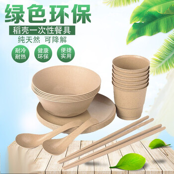 一次性碗筷套装结婚酒席野餐烧烤高颜值环保组合餐具四件套 散装试用
