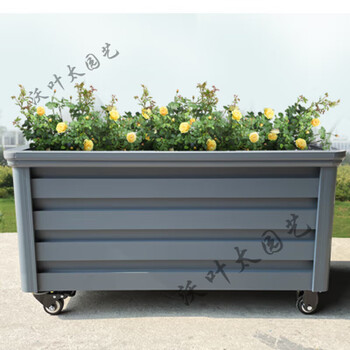 家恒宝户外可移动花箱铝合金庭院种植箱带滑轮花槽万向轮大简约定