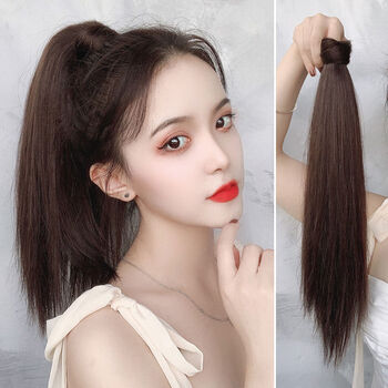 唐妮 马尾假发女长发魔术贴假发马尾绑带式网红超轻抓夹高马尾辫子lmj