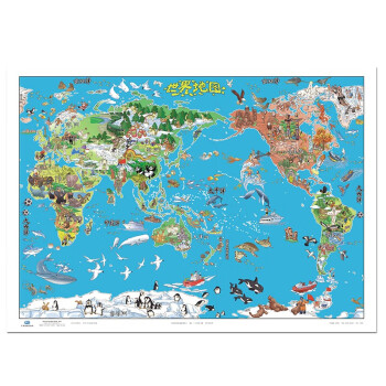 大尺寸精装儿童地图少儿地图地理知识科普地图 挂图套装 中国地图+世界地图（1.06米*0.76米 赠3M胶+送可涂鸦版地图 筒装发货无折痕）
