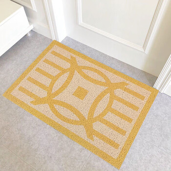 瑾鲤 黄色大门进门脚垫醒目揽客入户门地垫金色丝圈中式门厅门垫 绿色