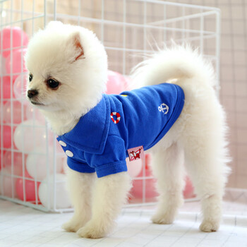 宠物衣服泰迪比熊博美夏季薄款休闲卫衣圆领衫幼犬小型犬狗狗 蓝色 10