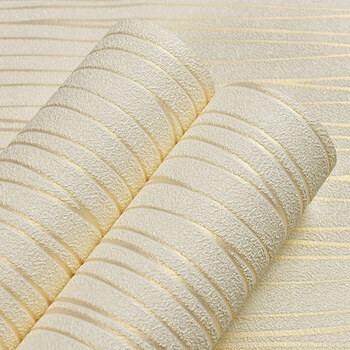 简约素色硅藻泥3d立体竖条纹无纺布卧室客厅背景墙纸环保 米白色77162