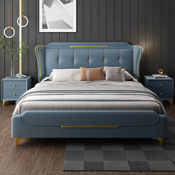 依菲嘉 免洗纳米科技布床轻奢主卧2021年新款双人床现代简约布艺实木