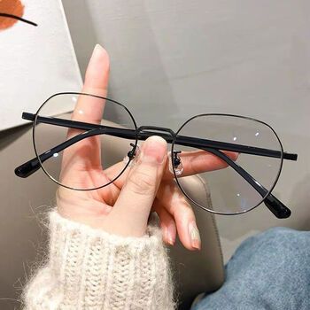 金丝眼镜男眼镜男女款有度数潮流霸气高颜值平光眼镜圆框显瘦 炫酷黑