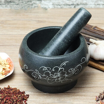 研磨器石对窝青石磨石臼捣药碎辣椒压蒜蓉罐神器家用手工大号擂钵研磨