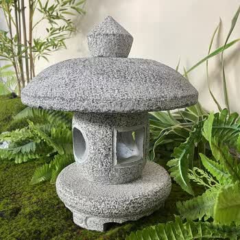 户外青石仿古做旧石灯笼 太阳能石灯 庭院灯草坪灯石头灯日式摆件