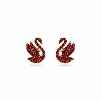 施华洛世奇（SWAROVSKI）【品牌直供】红色天鹅耳钉女 女士耳钉生日礼物 5677597