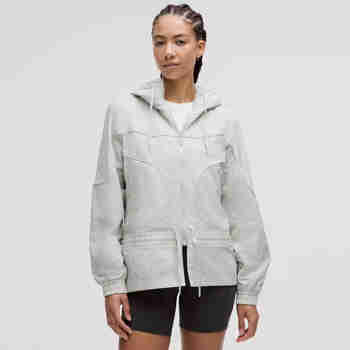 lululemon露露乐蒙 Cinch-Waist 女士双面夹克 户外时尚防风防水连帽外套 Bone/Raw Linen骨色/原色亚麻色 XS