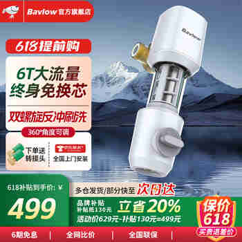 BAVLOW帕孚家用前置过滤器免拆全自动反冲洗家用6T大通量管道自来水全屋净化净水器