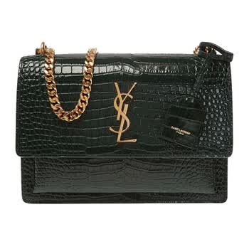 圣罗兰 saint laurent 女士sunset中号鳄鱼纹压印亮面皮革手袋肩背包