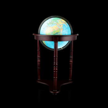 博目立式中英文地形灯光地球仪(办公书房装饰/球体直径40cm/LED灯光型/立式三角木柱）