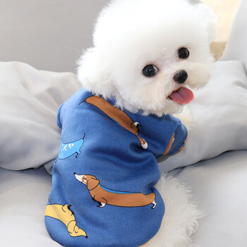 秋冬装宠物加厚保暖泰迪比熊博美雪纳瑞猫咪贵宾小型犬狗狗衣服 蓝色
