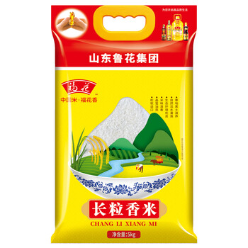 福花 东北大米 长粒香米5kg 闻着清香 入口软弹 后味糯甜 (山东鲁花