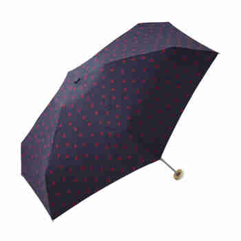 WPC日本品牌防紫外线五折遮阳伞爱心款小巧时尚折叠精致便携晴雨伞 五折伞-爱心点点 深蓝色