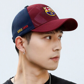 讯体育官方旂舰店同款巴萨巴塞罗那梅西足球帽子男潮球迷鸭舌 酒红色