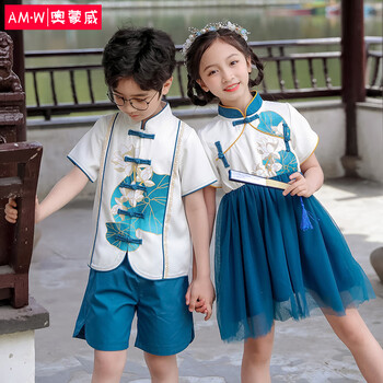 奥蒙威 中国风汉服男女童校服演出服小学生夏装幼儿园园服班服表演服