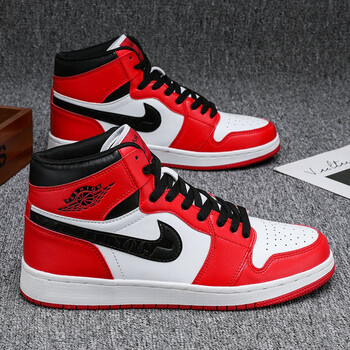 鞋运动鞋透气空军一号中大童男孩儿童鞋子男莆田aj鞋子高帮休闲板鞋