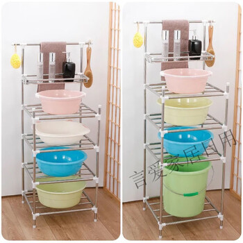 洗脸架放盆子的架子卫生间脸盆架落地式农村家用多功能多层架 3层加高