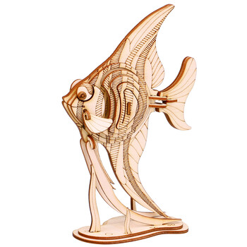 若态 儿童积木玩具 立体木质拼图 创意手工 拼插拼装仙女鱼模型tg273