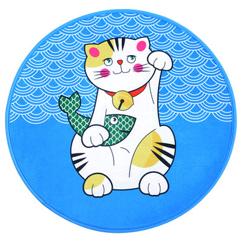 吸水防滑棉垫猫狗窝毯子地垫浴室垫门垫柔软舒适(圆形招财猫)60*60cm