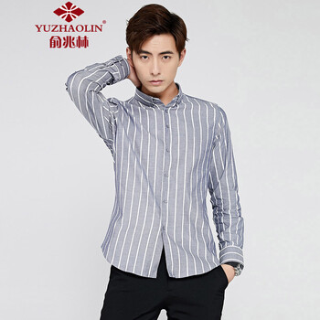 俞兆林(yuzhaolin)长袖衬衫 男士时尚商务休闲条纹长袖衬衫5037-1903