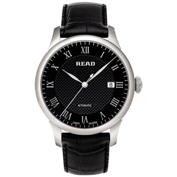 锐力(read)手表 皇家骑士系列全自动机械男表黑面黑皮r671g