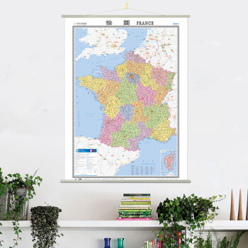 法国地图挂图（精装版 中外文对照 1.2米*0.9米 办公室书房客厅装饰专用挂图 热点国家系列挂图）