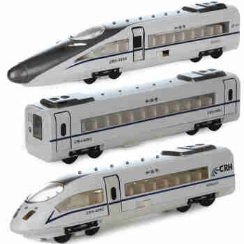 儿童合金火车头玩具模型蒸汽机车地铁动车高铁组合金属玩具汽车模型 和谐号380+车厢+和谐号动车头