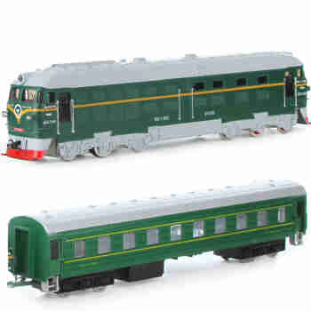 儿童合金火车头玩具模型蒸汽机车地铁动车高铁组合金属玩具汽车模型 东风火车头大号绿色+车厢