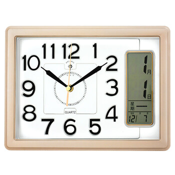 【京东超市】北极星 挂钟长方形12英寸高档客厅静音时尚座挂钟日历