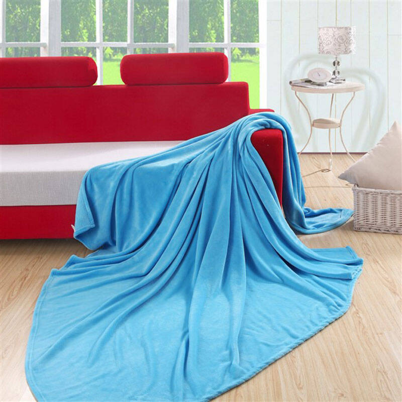 亦佰纷家纺毯子超柔法兰绒毛毯 天蓝色 220*240cm