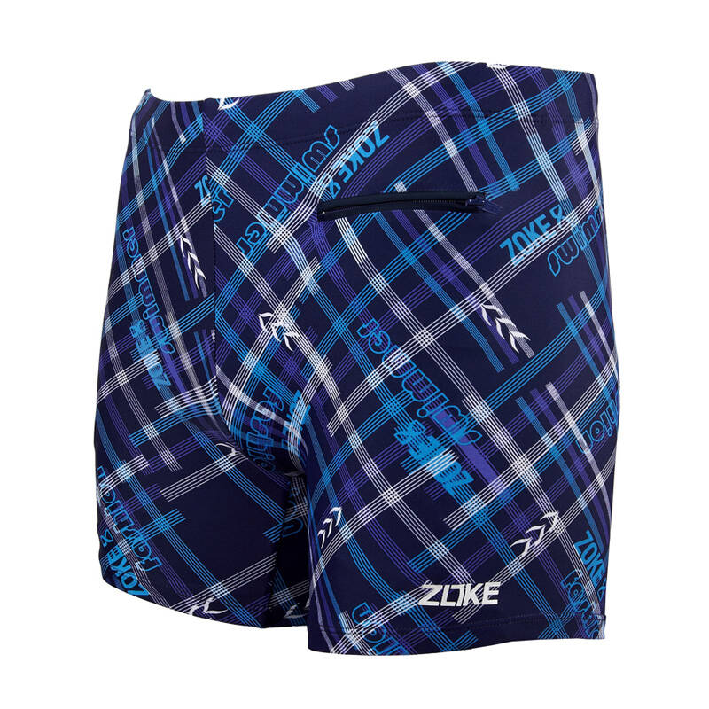 zoke洲克男士平角泳裤宽松加大码性感时尚游泳裤112502226 深兰花 m