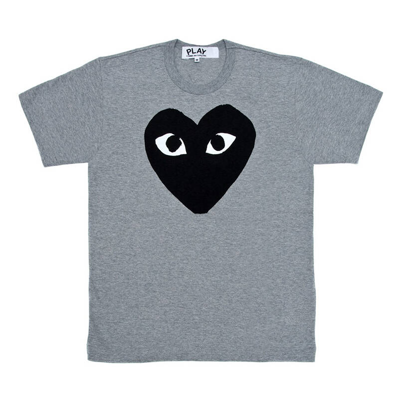 川久保玲 cdg play 灰色大黑心t恤 男女款 女款 xs