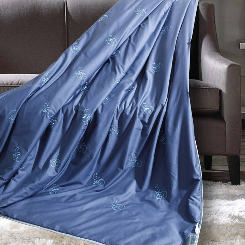 雪仑尔 夏凉被/空调被 绗缝刺绣工艺夏被 紫花仙踪 深蓝色手工包边