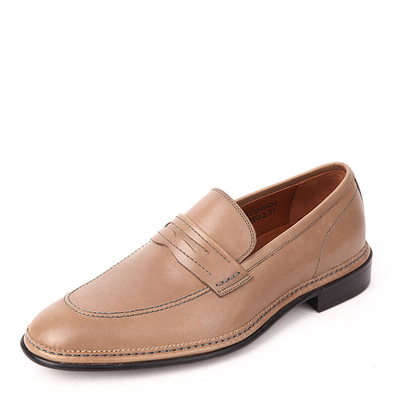 万里马wanlima春秋专柜新品英伦尖头真皮套脚男士皮鞋商务休闲橡胶底