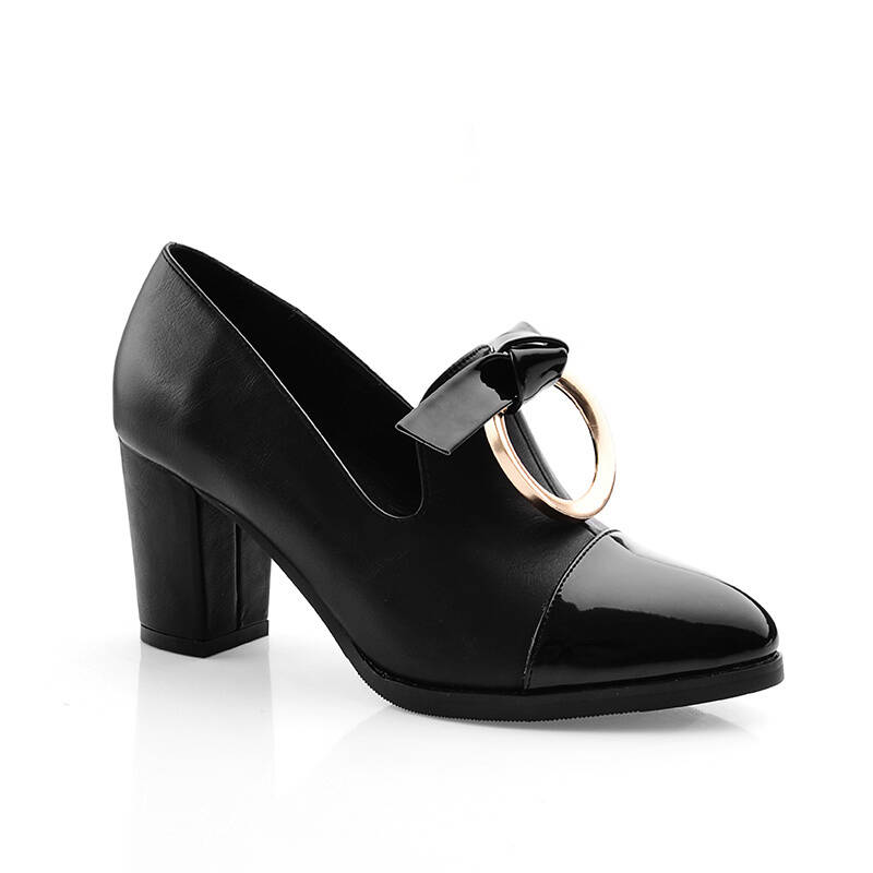 {双十二大促}盾狐 秋季新款 简约百搭金属装饰低跟粗跟女鞋 性感透气