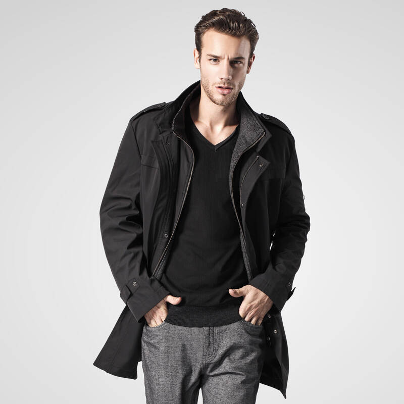 巴贝babei 专柜正品高端品牌男装 英伦商务绅士中长款风衣外套