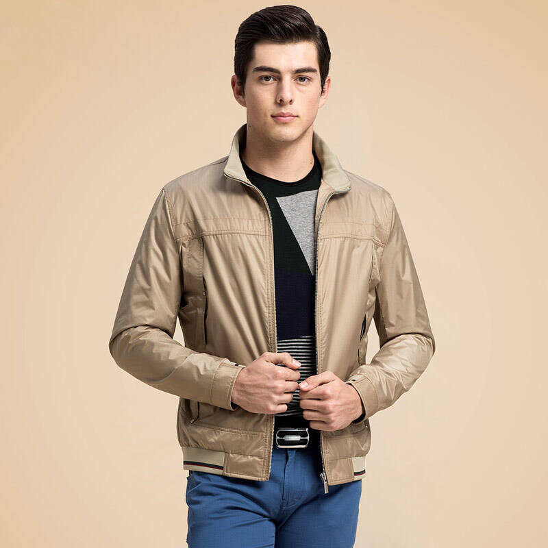 1下架海澜之家 2014春装新品 男装纯色休闲夹克外套 hwjad1g027a 卡其