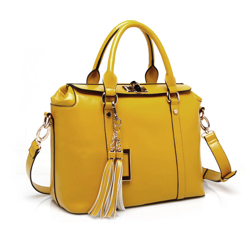 exull依思q春季新款女包糖果色复古单肩手提包包13330118 黄色 均码