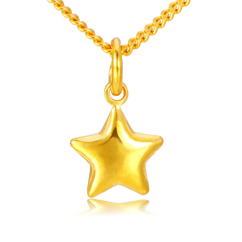 妖金999千足金黄金幸运星星吊坠(可做项链手链吊坠) 金色 1.11g