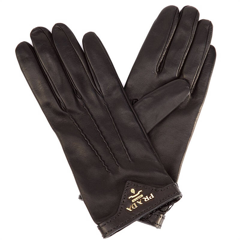 prada 普拉达 女士黑色羊皮手套 1g0746 038 f0002 ml 7码 自营
