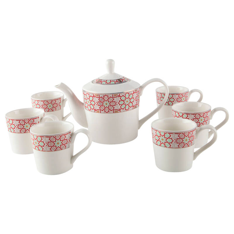 雅诚德 6加1雅晟茶具 7头欧式茶具套装 带过滤 陶瓷花茶茶具 茶壶茶杯