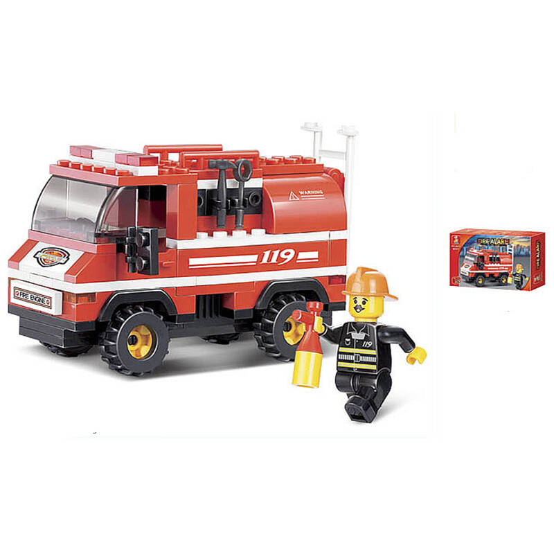 小鲁班 sluban 益智玩具 拼插积木 急速火警轻型消防车 m38-b0276