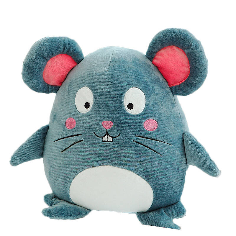 瑞昂 新品毛绒玩具可爱大熊腰靠枕头 淘气鼠公仔靠枕一套 办公室座椅