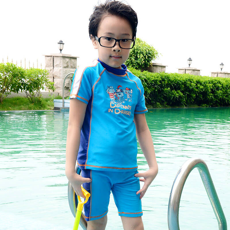 浩沙水立方男童游泳衣男孩分体泳裤 韩国宝宝防晒泳装时尚可爱