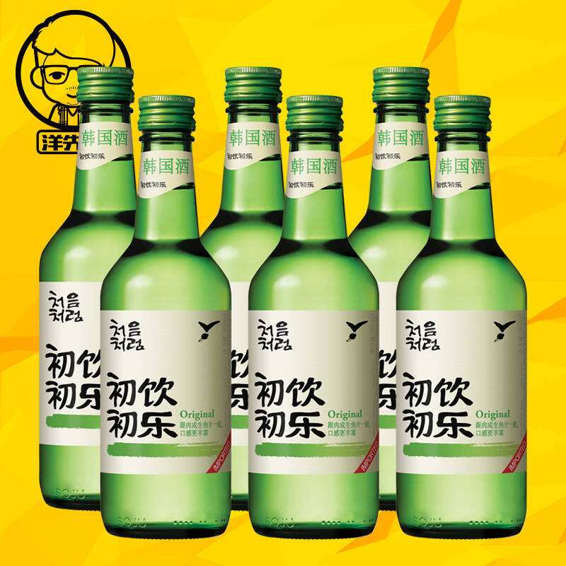 进口洋酒 韩国烧酒初饮初乐烧 酒 360ml 6瓶 女士酒