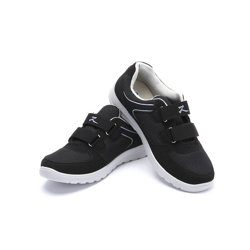 足力健 老人防滑吸盘鞋透气劳保板鞋健步鞋老人运动安全休闲鞋 黑色